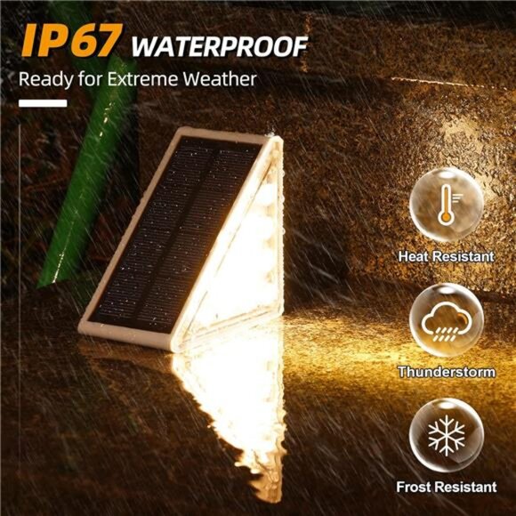 Solar Step Lights Outdoor Waterproof LED Stairs Deck Patio Yard Porch Garden 6 P - Picture 6 of 7